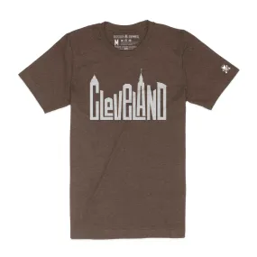 Cleveland Skyline Letters - Unisex Crew - Heather Brown