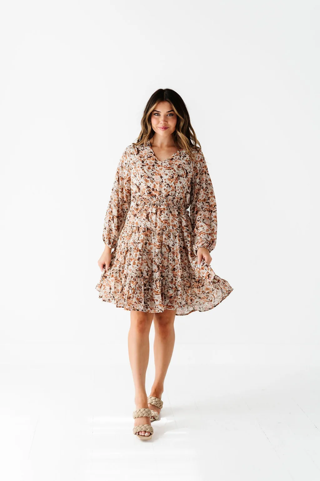 Clove Floral Tiered Dress in Ivory