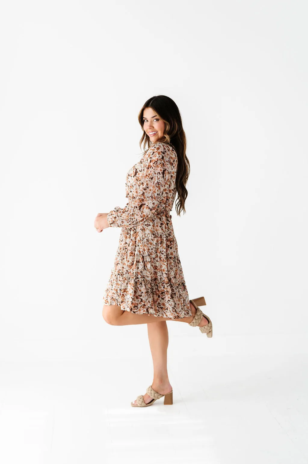 Clove Floral Tiered Dress in Ivory