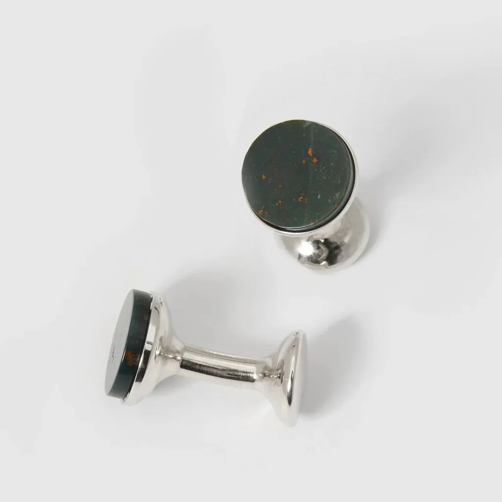 Codis Maya Bloodstone Bow Cufflinks / Rhodium Plating