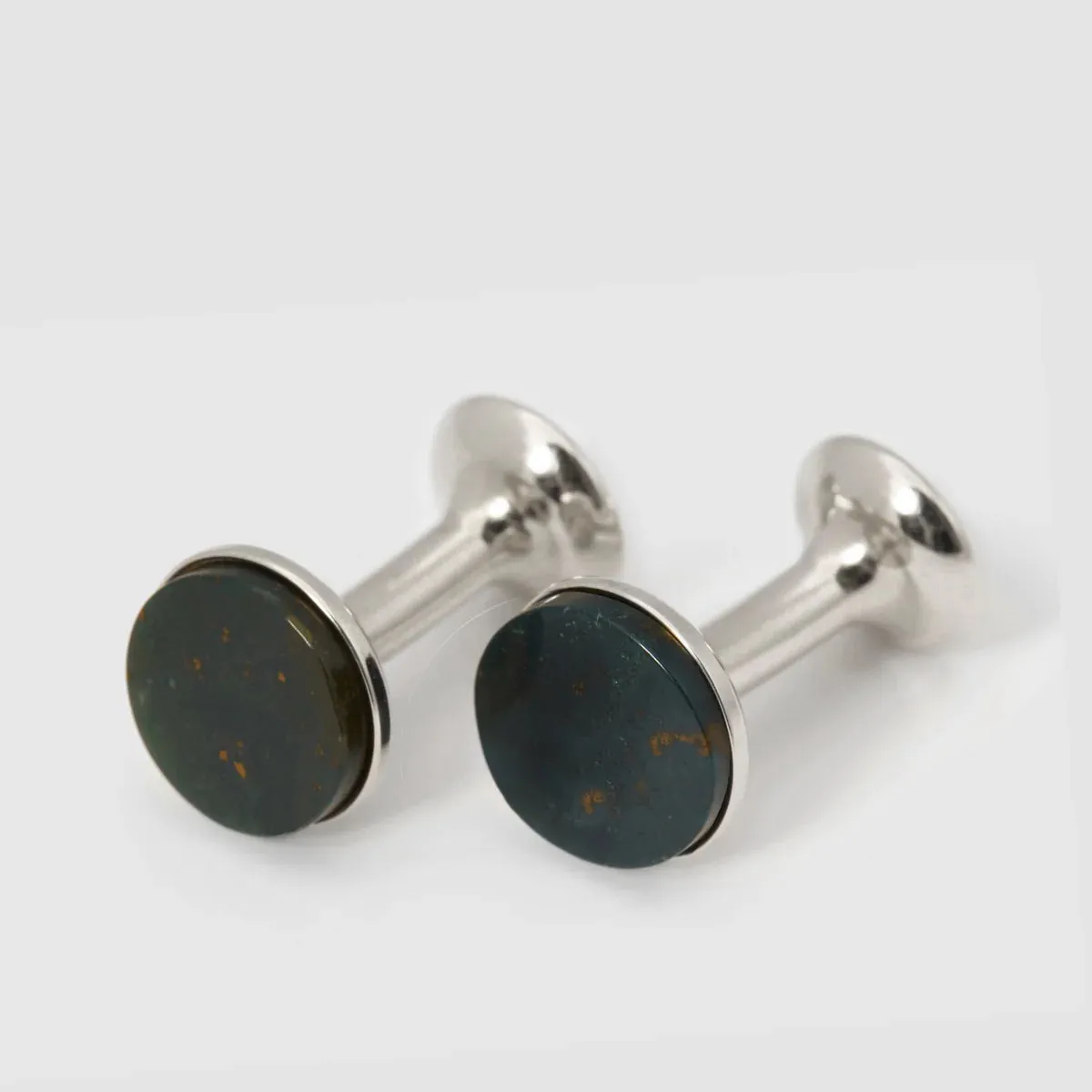 Codis Maya Bloodstone Bow Cufflinks / Rhodium Plating