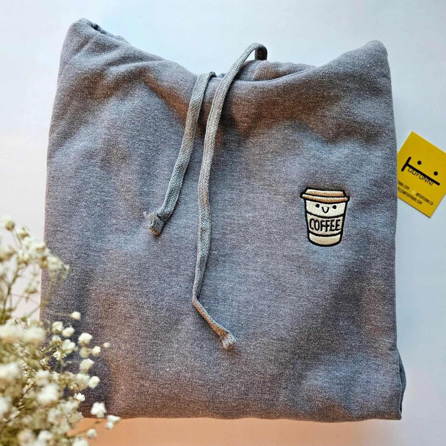 COFFEE TAN - Heather Grey Hoodie (Longer Version) - Small