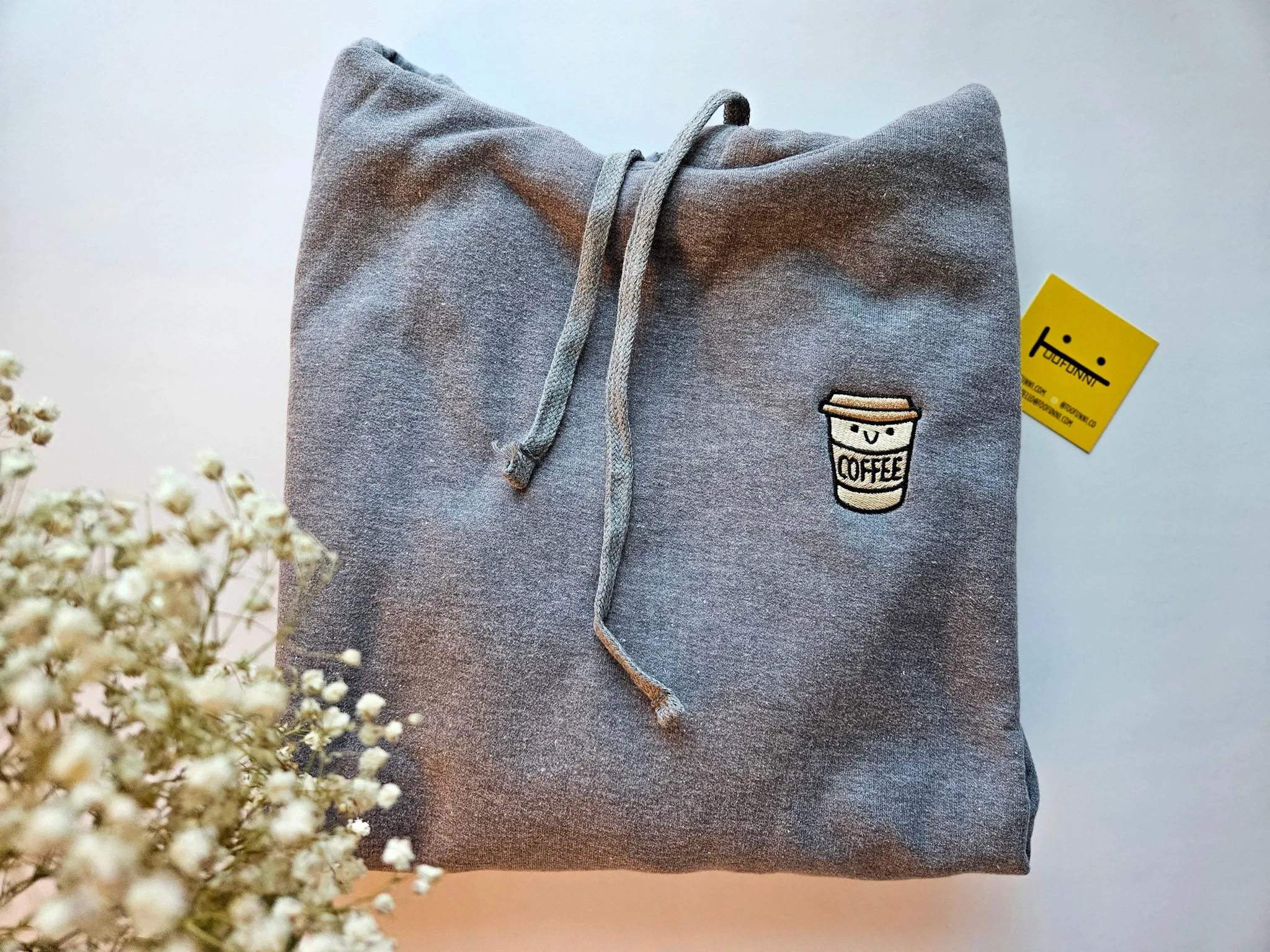 COFFEE TAN - Heather Grey Hoodie (Longer Version) - Small