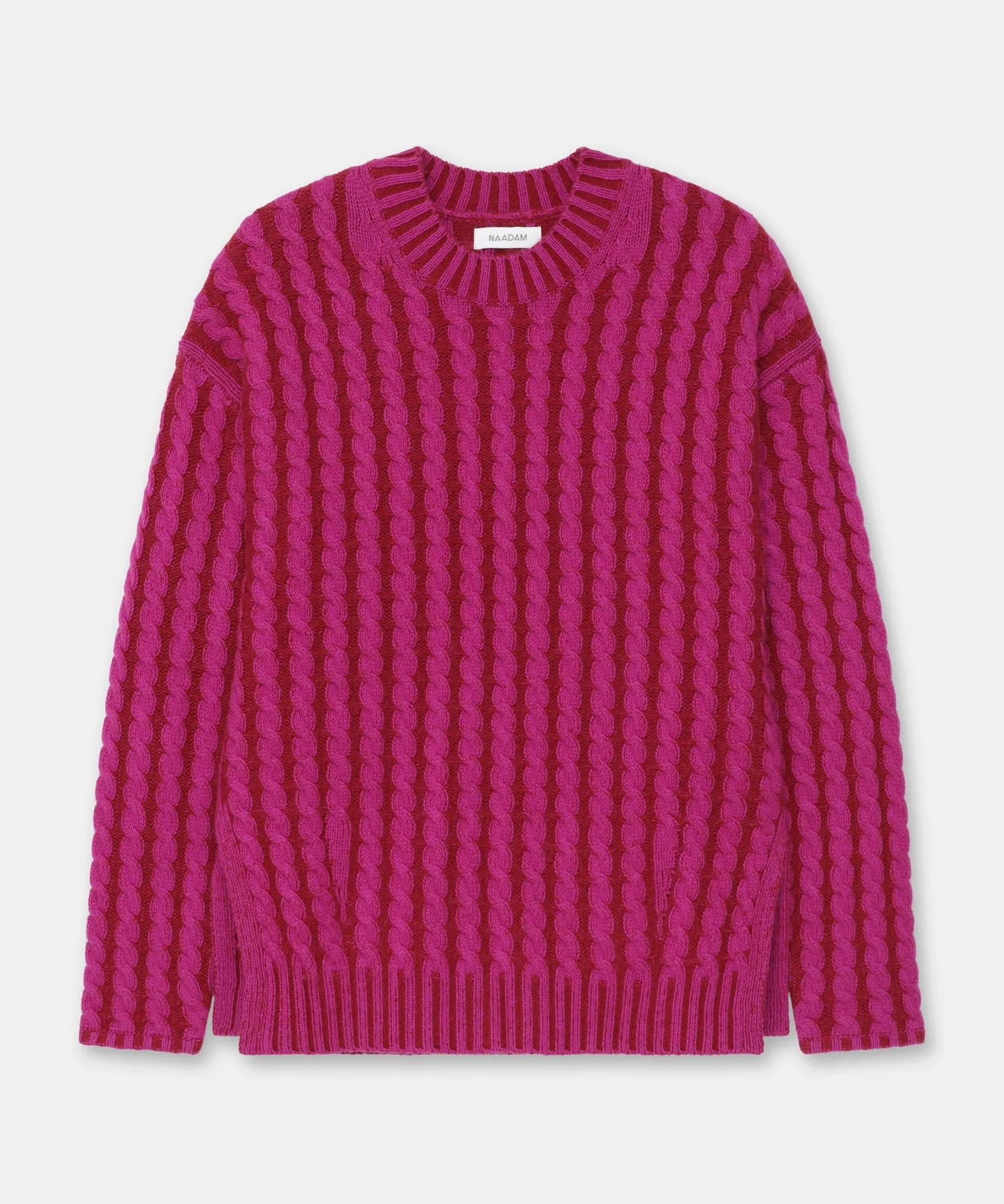 Color Plaited Cable Crewneck