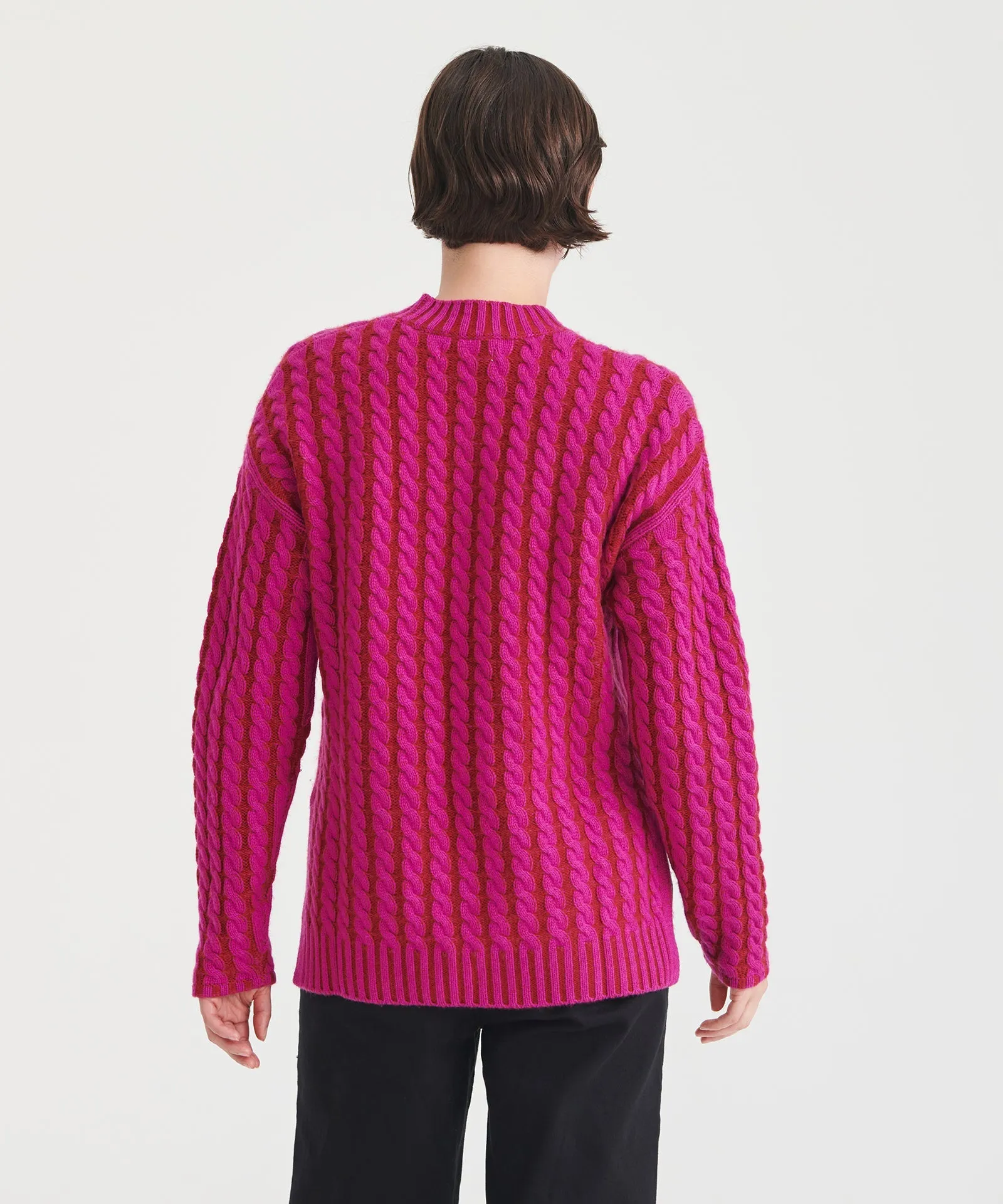 Color Plaited Cable Crewneck