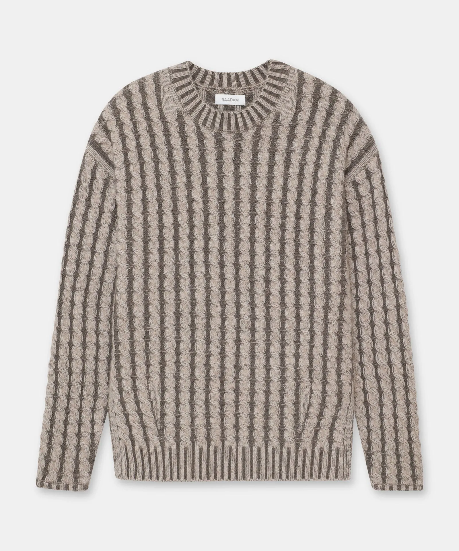 Color Plaited Cable Crewneck