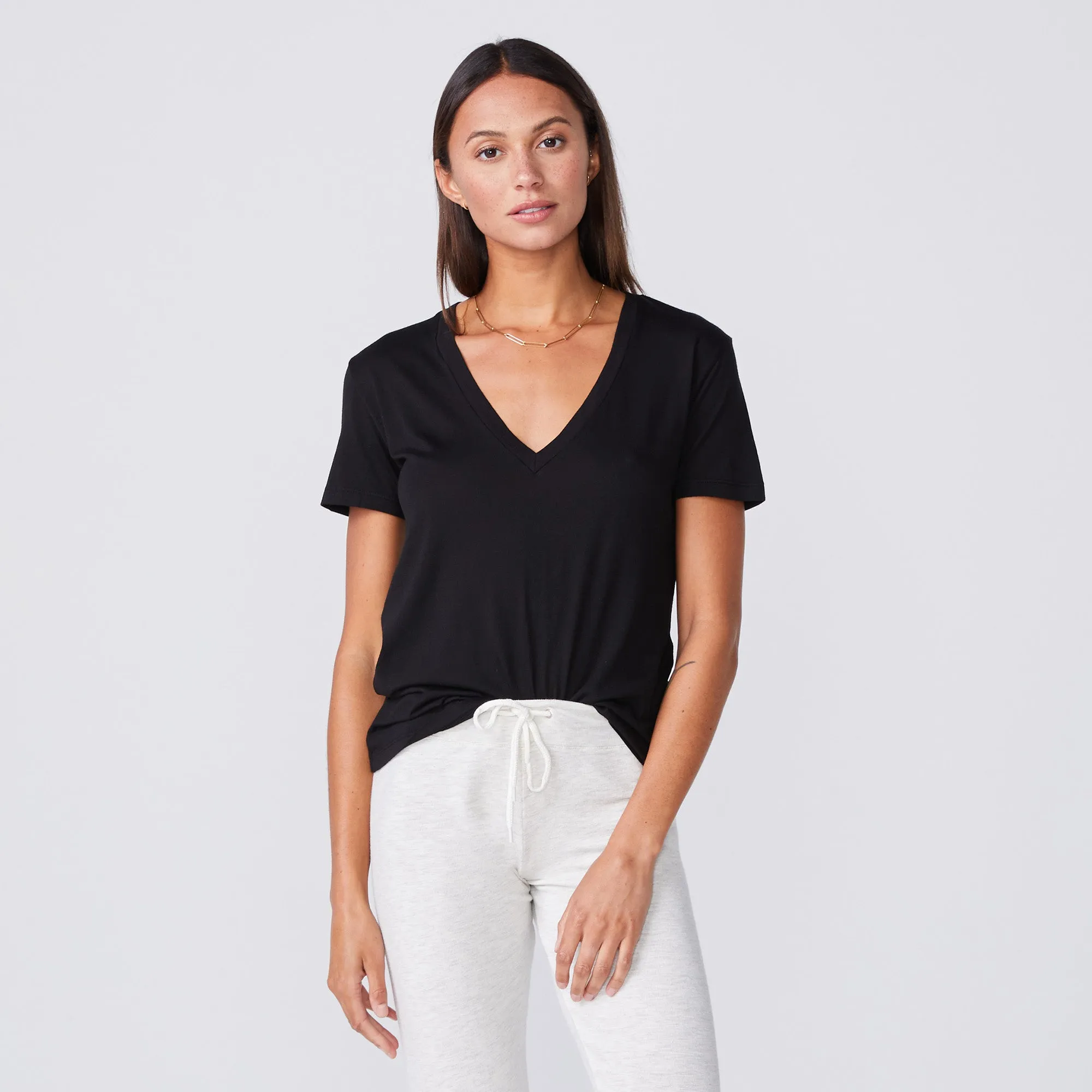 Cotton Modal Relaxed V Neck Tee