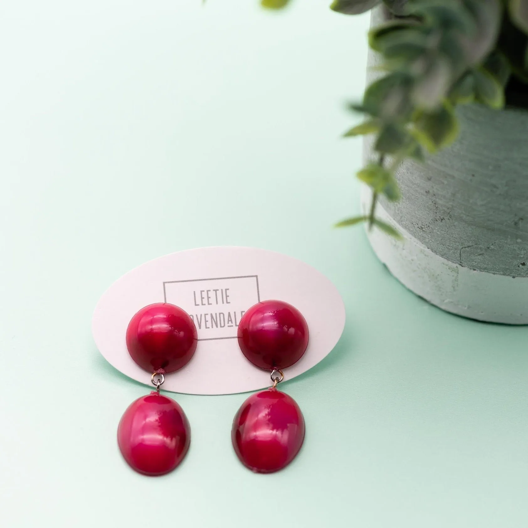 Cranberry Aura Glow Jelly Bean Earrings