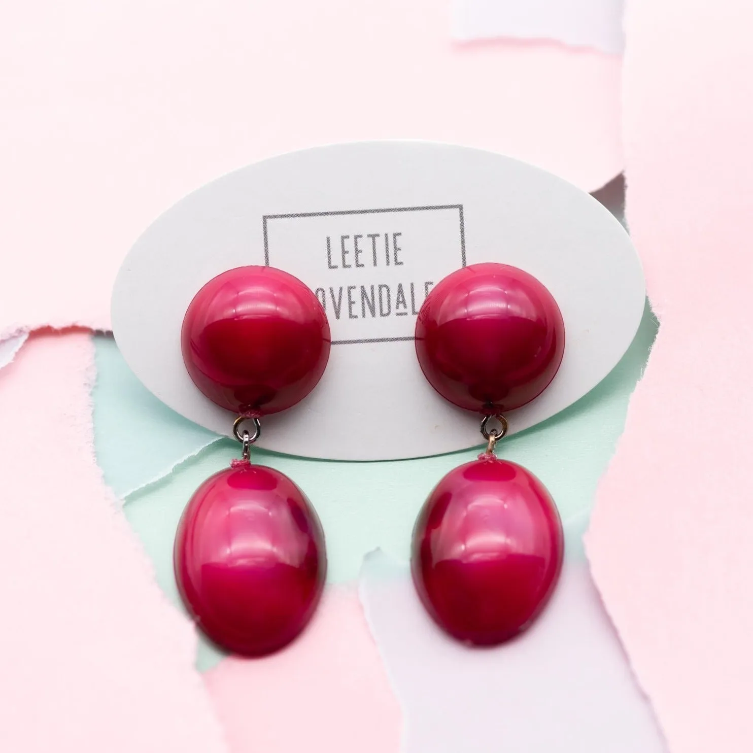 Cranberry Aura Glow Jelly Bean Earrings