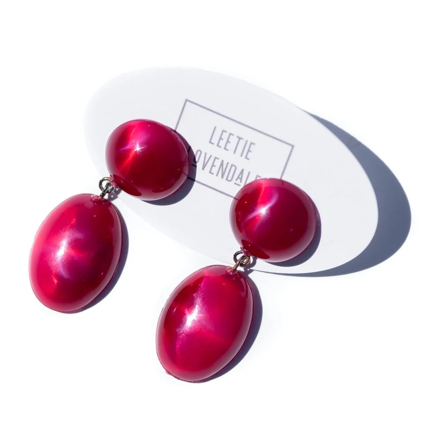 Cranberry Aura Glow Jelly Bean Earrings