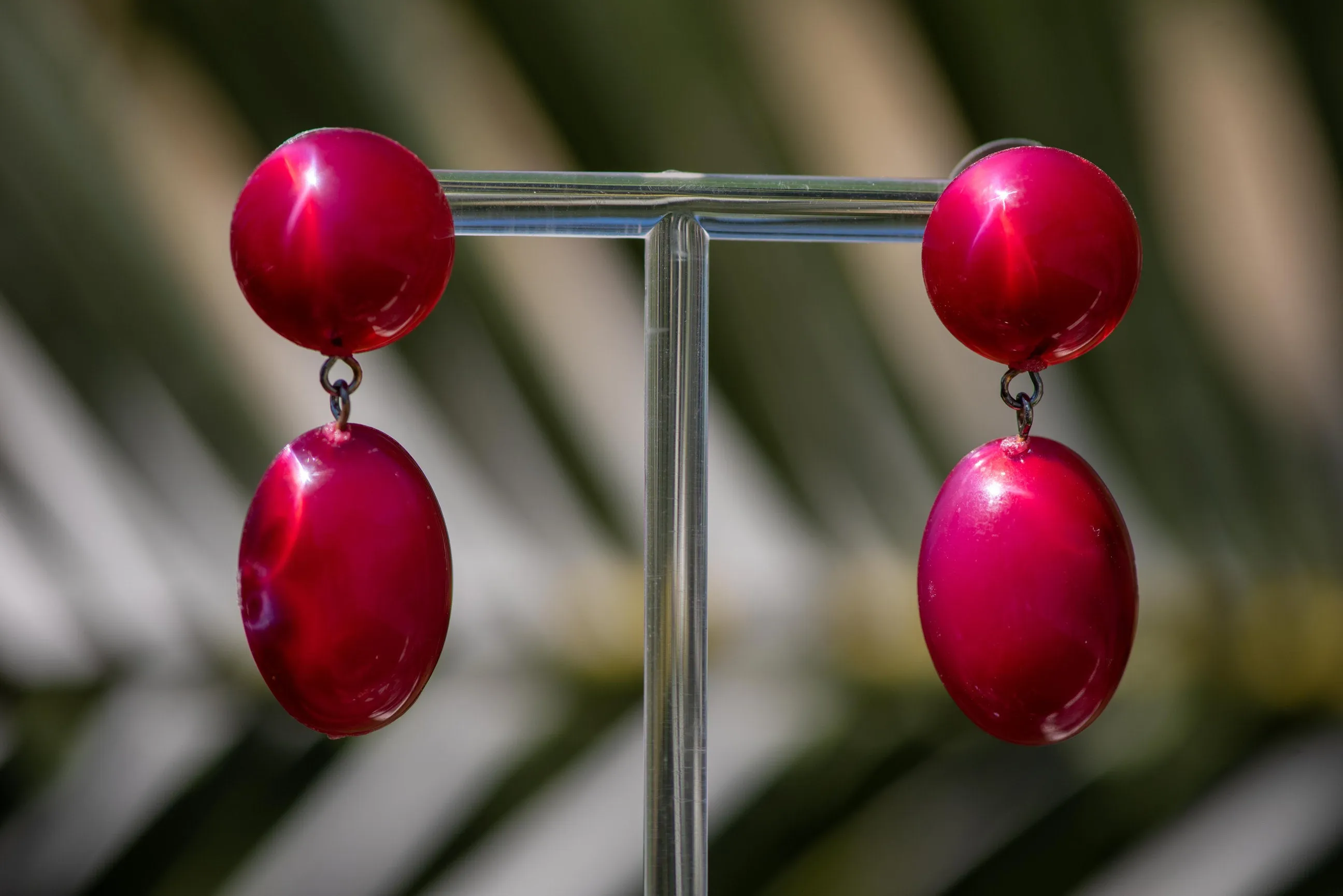 Cranberry Aura Glow Jelly Bean Earrings