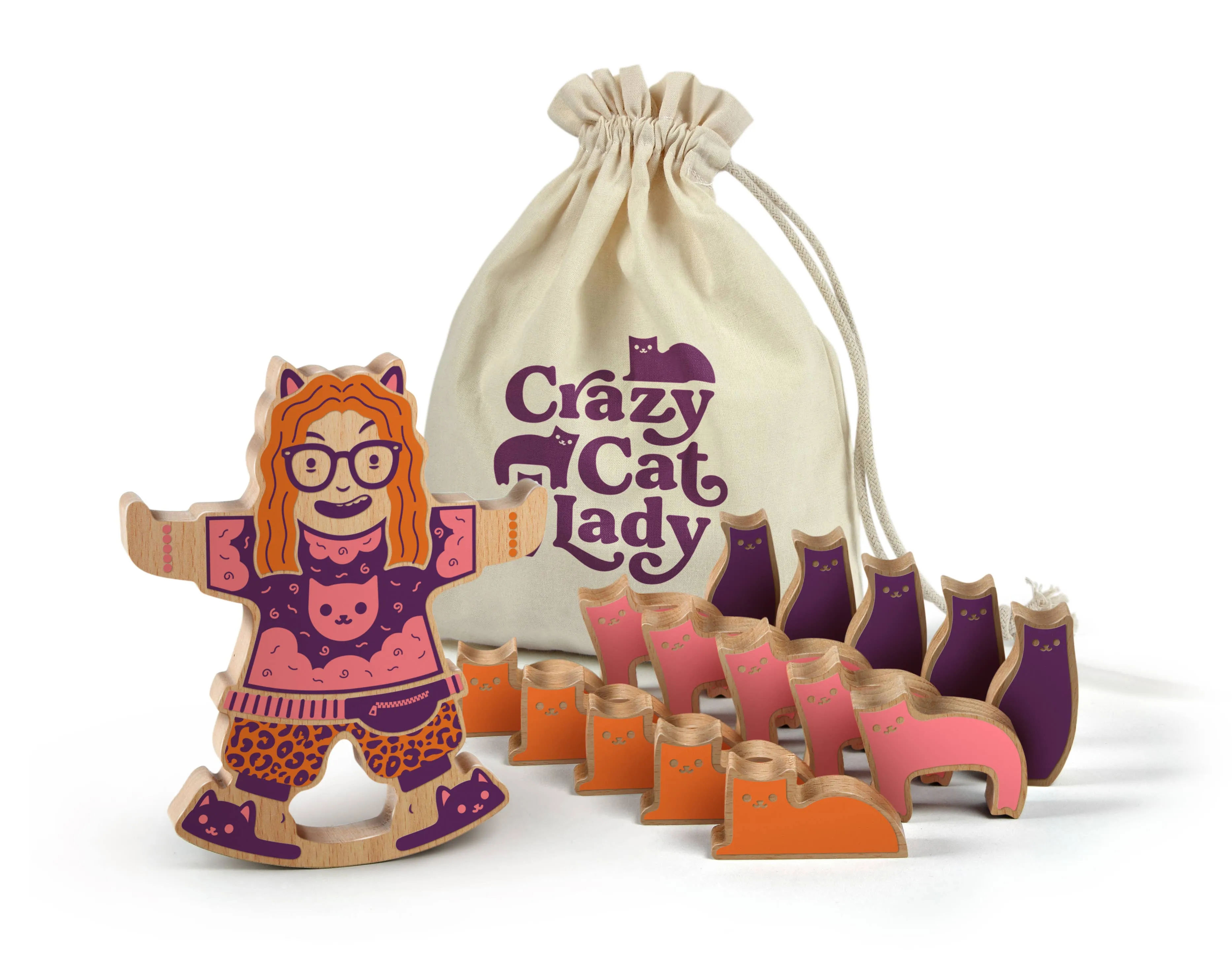 Crazy Cat Lady Wooden Stacking Game