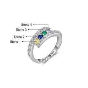 Customized 4 Round Birthstone Ring For Women