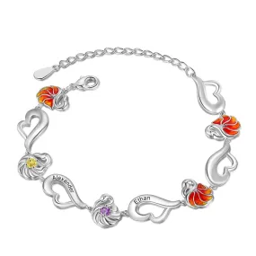 Customized Flamingo Designed 2 Birthstone Bracelet For Women