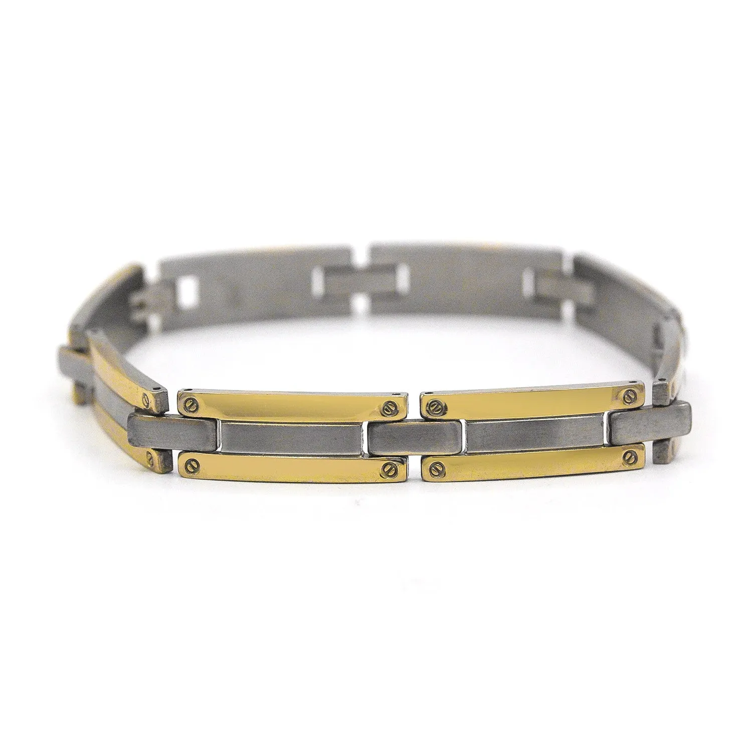 Decorative Men’s Stainless Steel Bracelet Fashion Wrist Band (Silver/Gold)