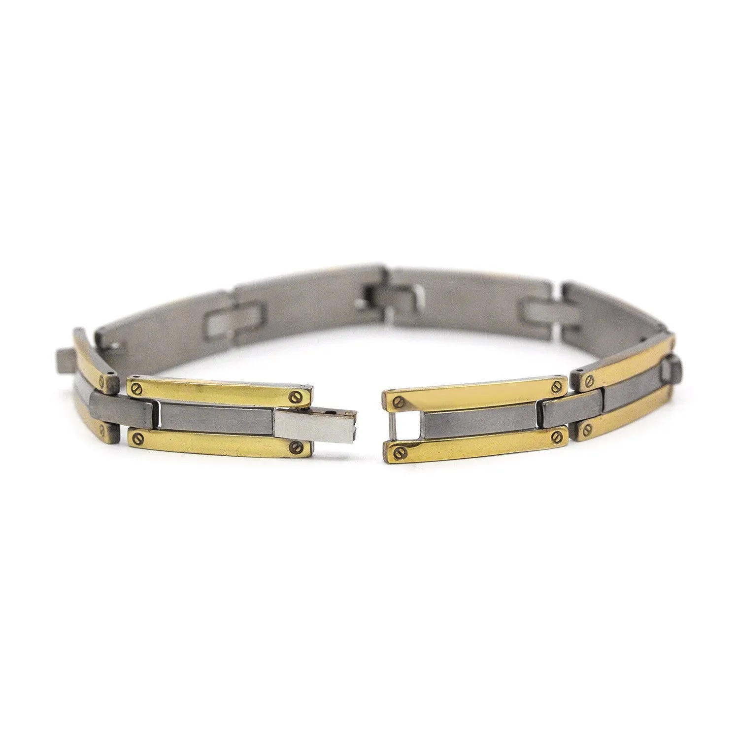 Decorative Men’s Stainless Steel Bracelet Fashion Wrist Band (Silver/Gold)