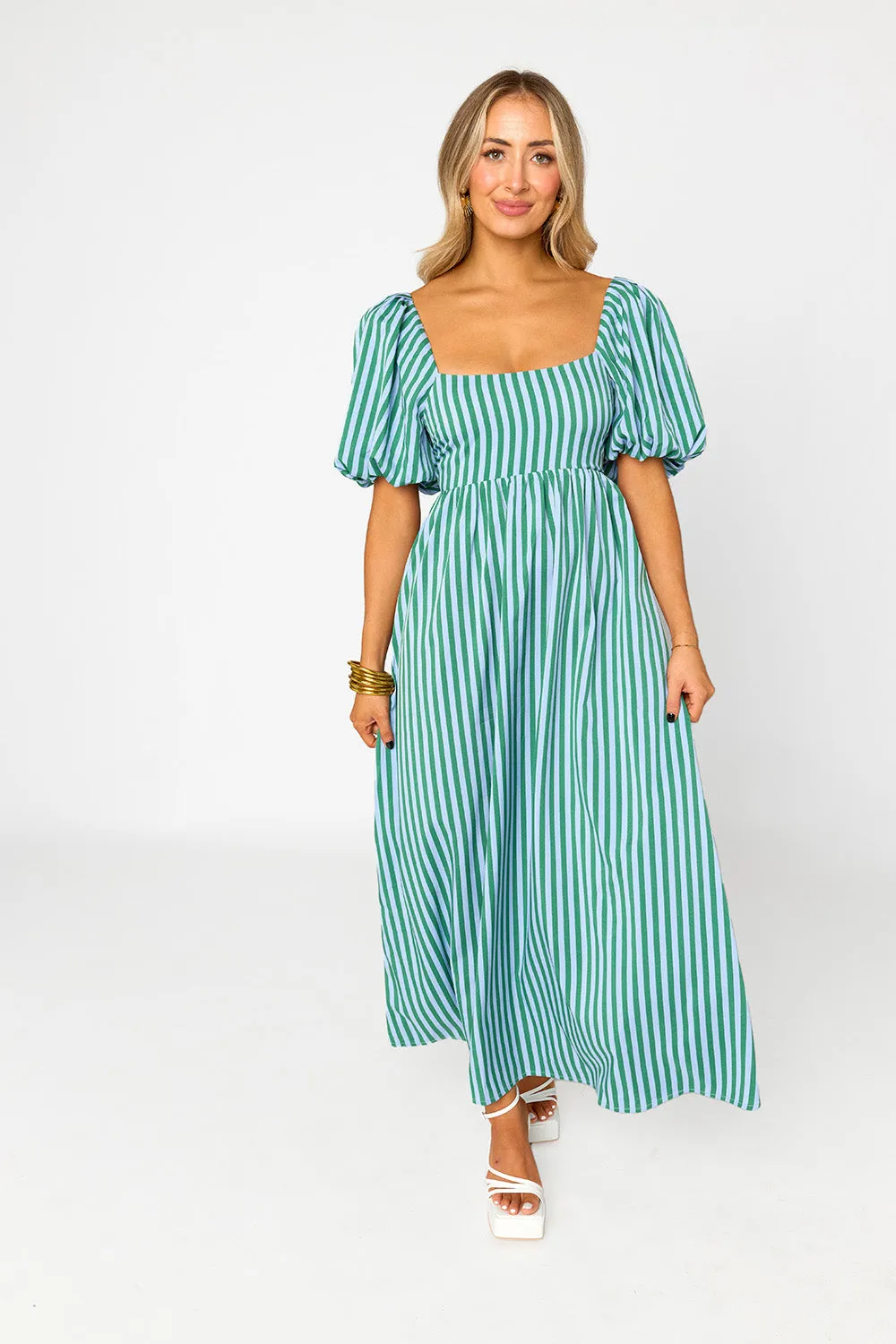 Delta Square Neckline Maxi Dress - Cucumber Water