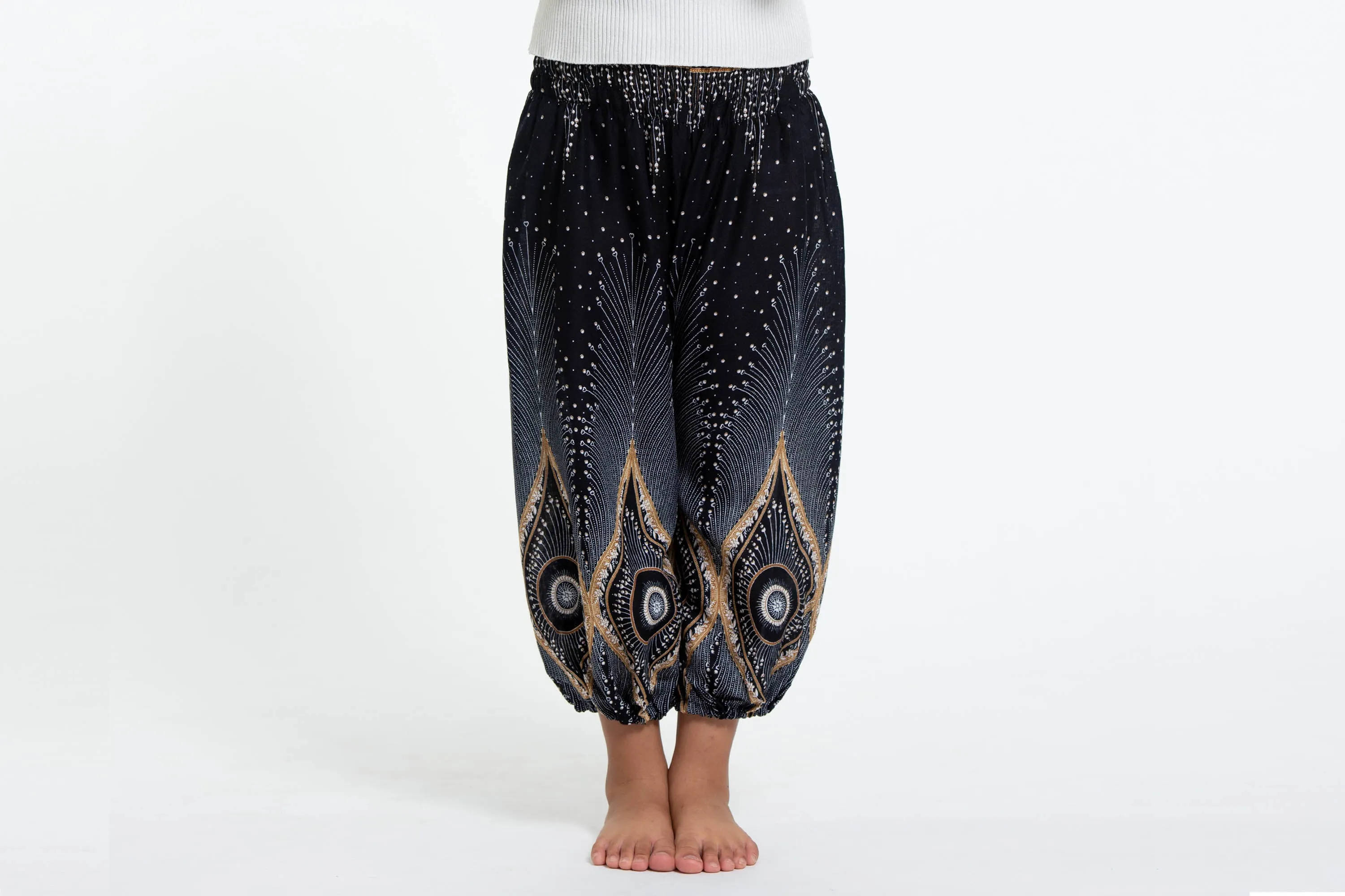 Diamond Peacock Kids Harem Pants in Black