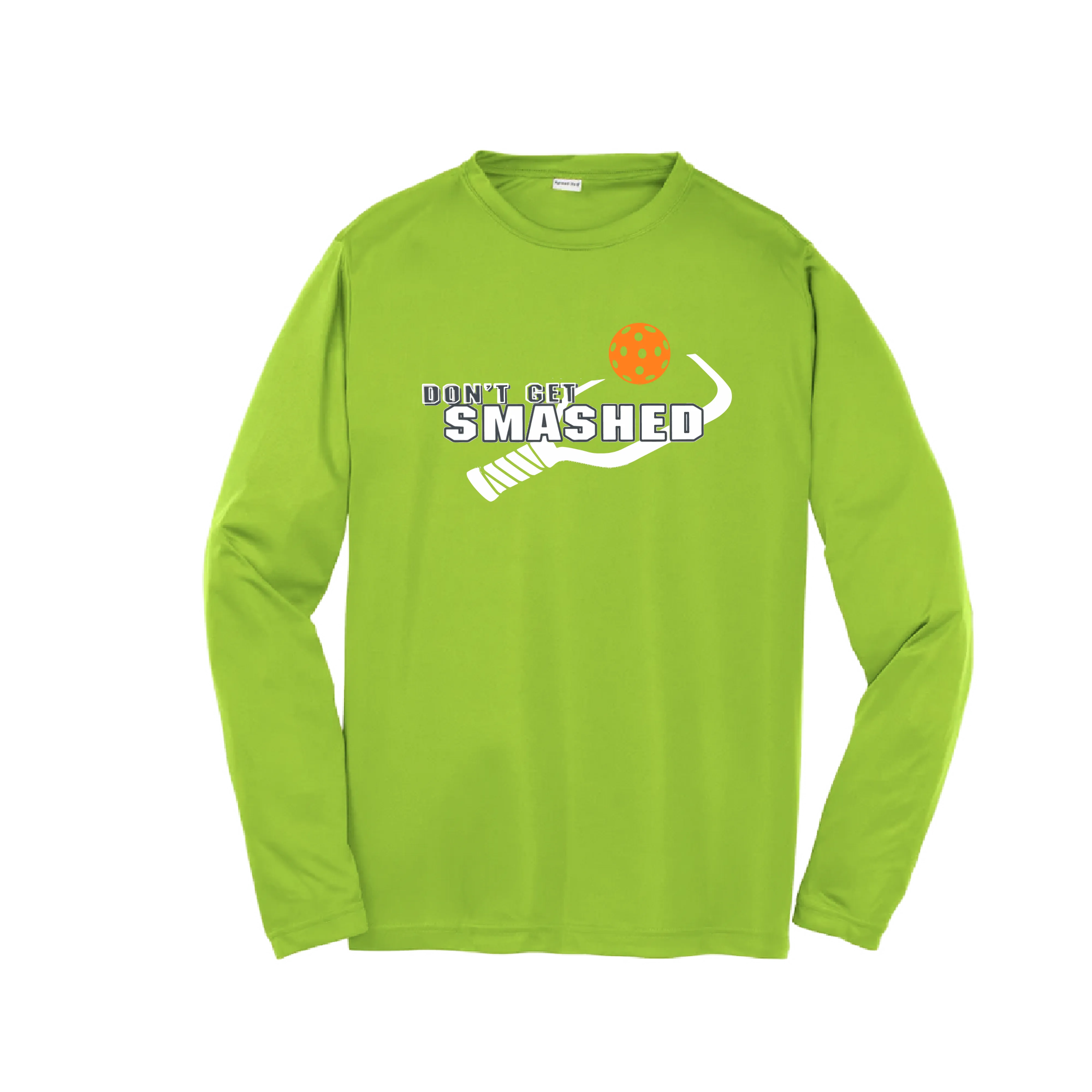 Don't Get Smashed (Cyan Orange Pink Pickleball Colors) | Youth Long Sleeve Athletic Shirt | 100% Polyester