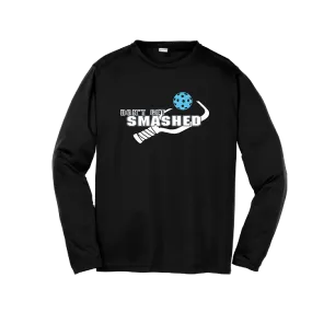 Don't Get Smashed (Cyan Orange Pink Pickleball Colors) | Youth Long Sleeve Athletic Shirt | 100% Polyester