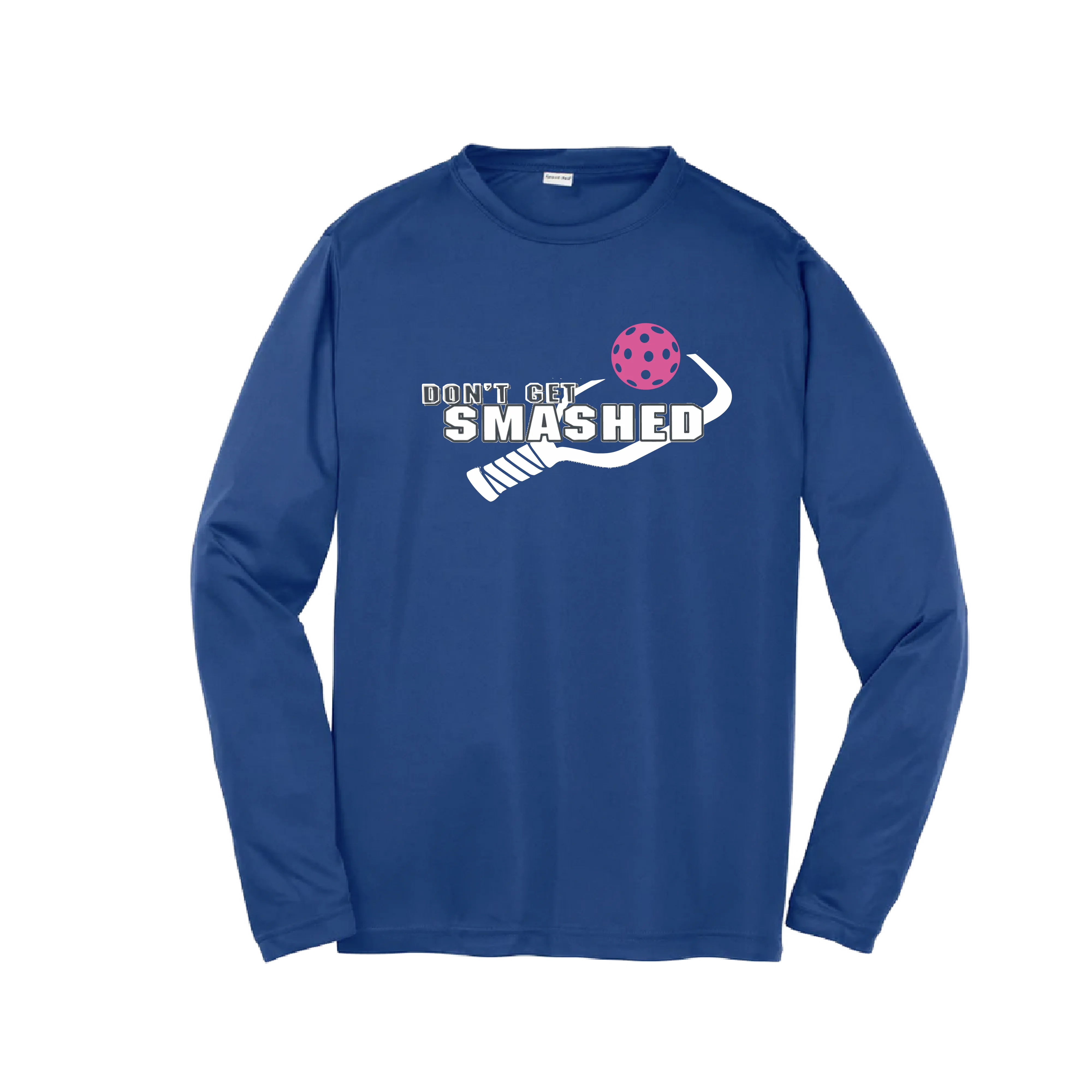 Don't Get Smashed (Cyan Orange Pink Pickleball Colors) | Youth Long Sleeve Athletic Shirt | 100% Polyester