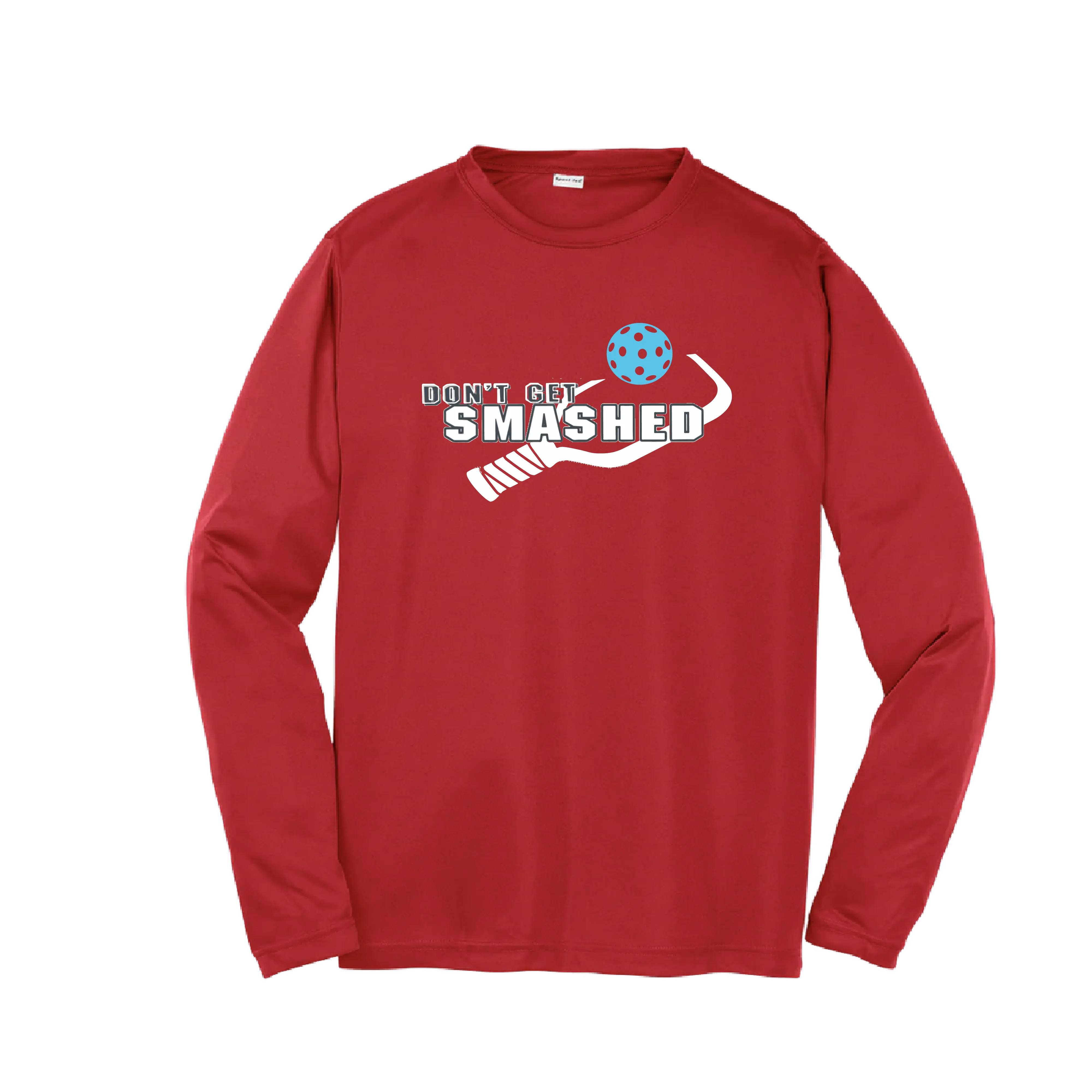 Don't Get Smashed (Cyan Orange Pink Pickleball Colors) | Youth Long Sleeve Athletic Shirt | 100% Polyester