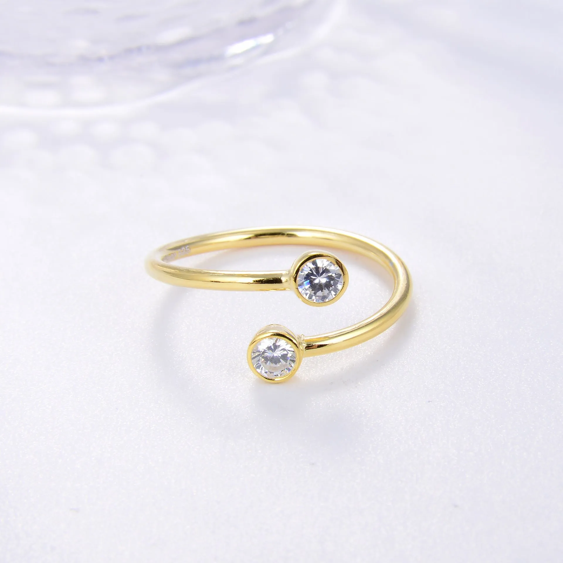 Dual CZ Classic Ring Gold Vermeil