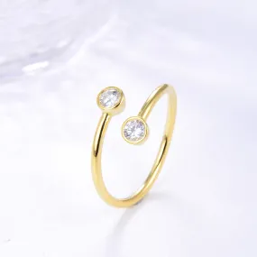 Dual CZ Classic Ring Gold Vermeil