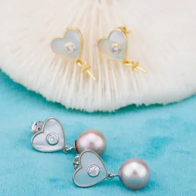 e010888 S925 pearl earring 925 sterling silver DIY 7-8mm Natural Freshwater pearl stud earring for women