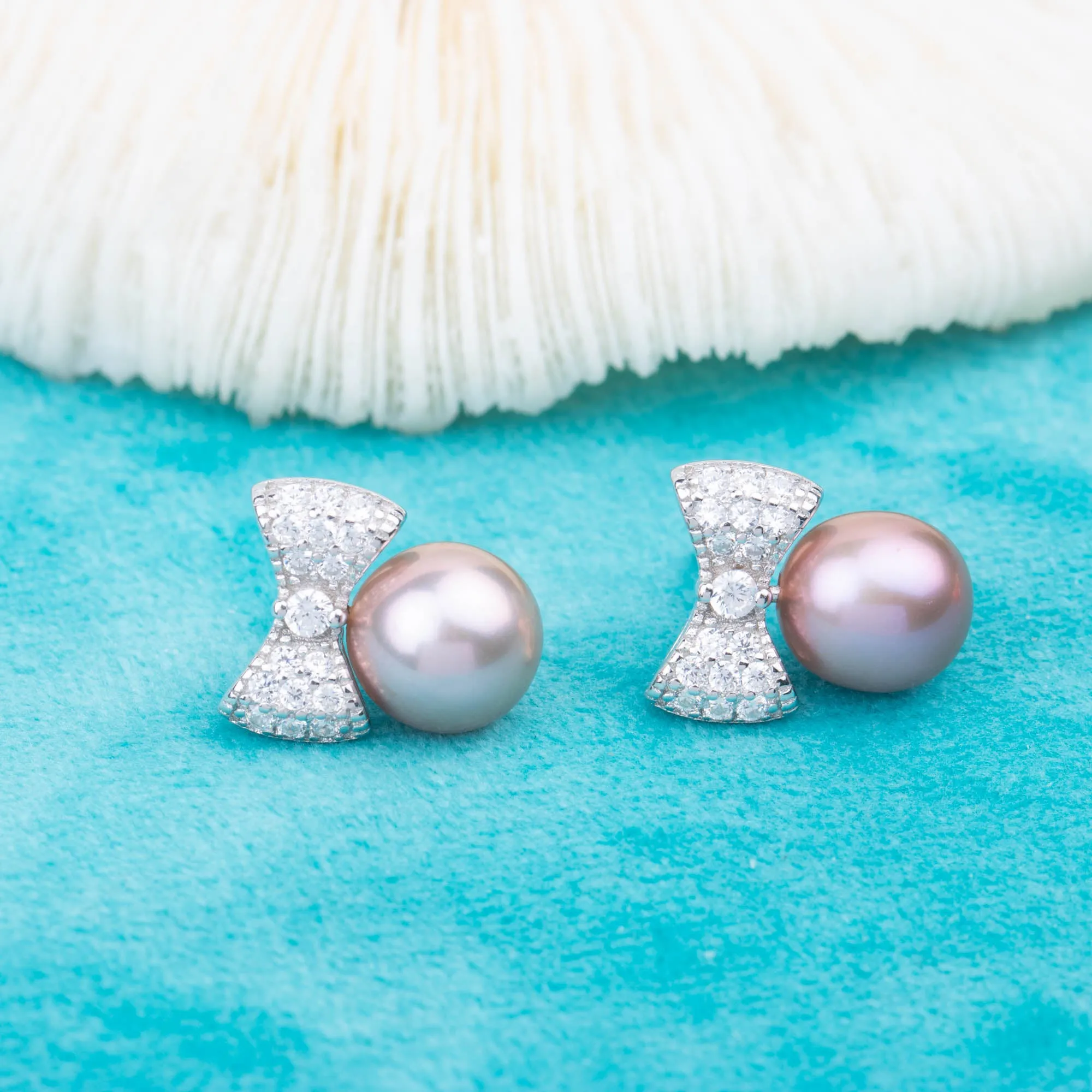 e030746 S925 pearl earring 925 sterling silver DIY 7-8mm Natural Freshwater pearl stud earring for women