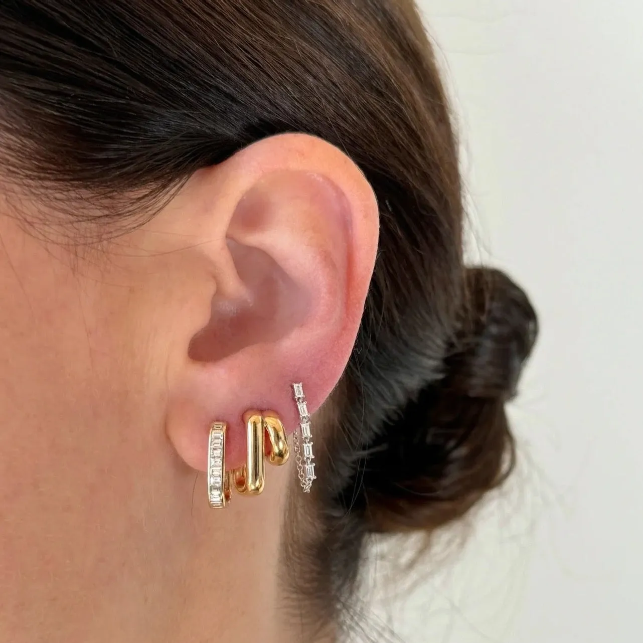 EF Collection - Double Jumbo Huggie Earrings, Yellow Gold