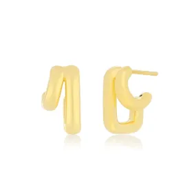 EF Collection - Double Jumbo Huggie Earrings, Yellow Gold