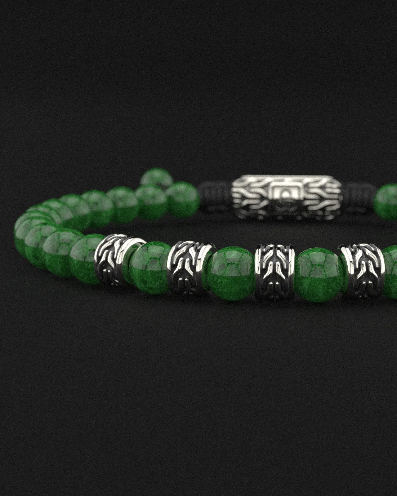 Emerald Jade Bracelet 6mm | Snake