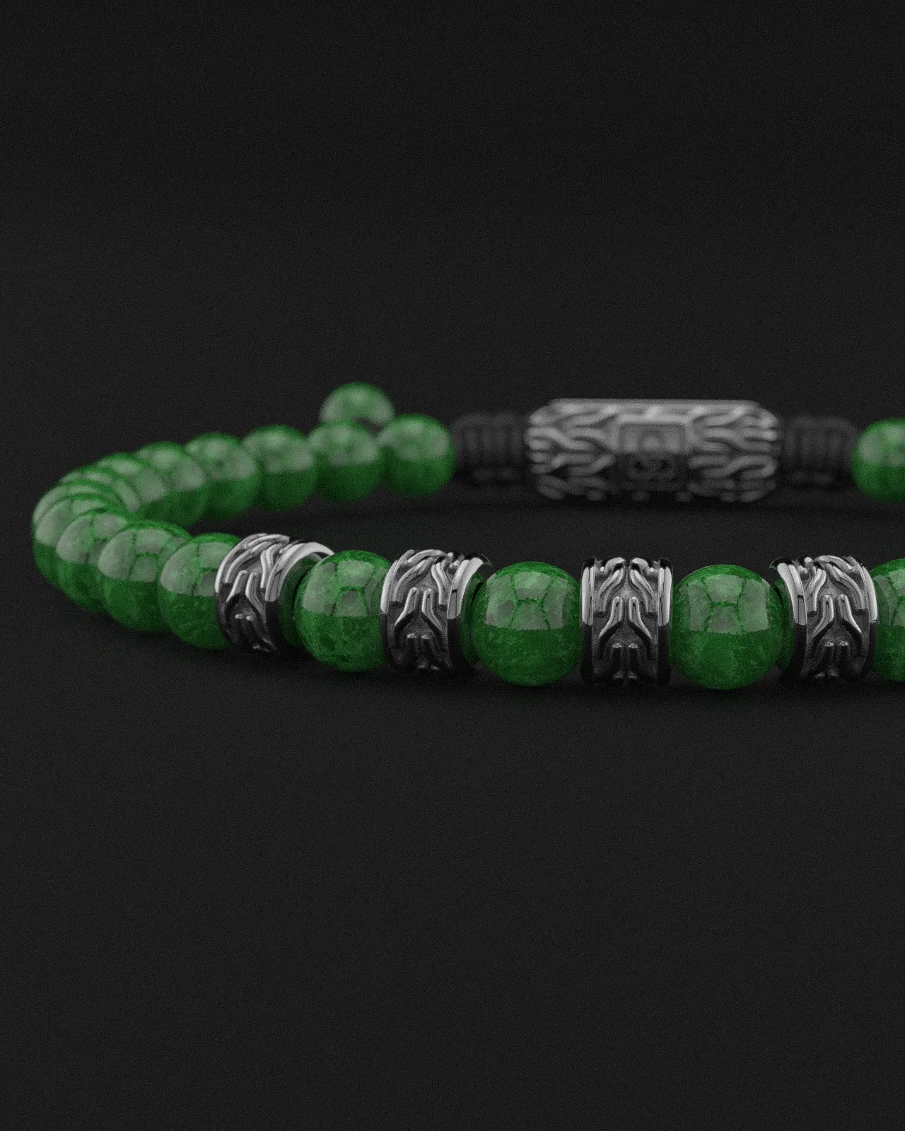 Emerald Jade Bracelet 6mm | Snake