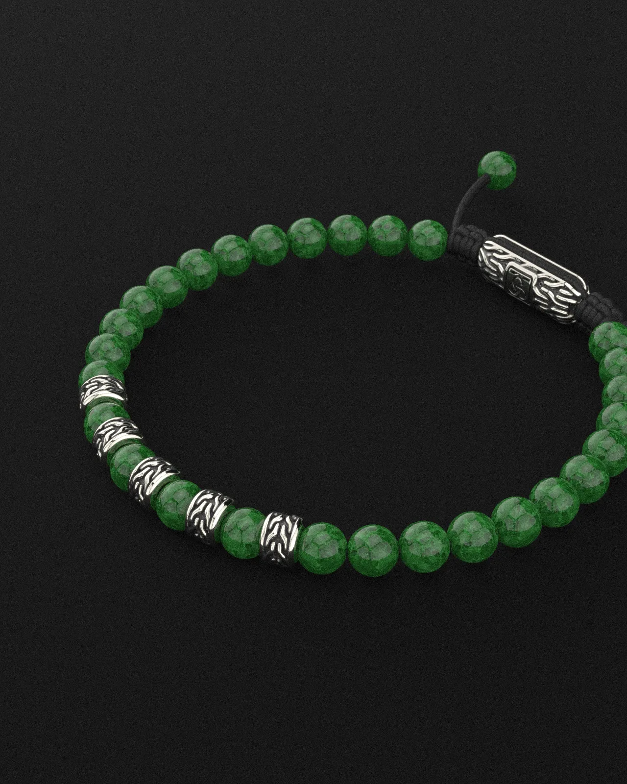 Emerald Jade Bracelet 6mm | Snake