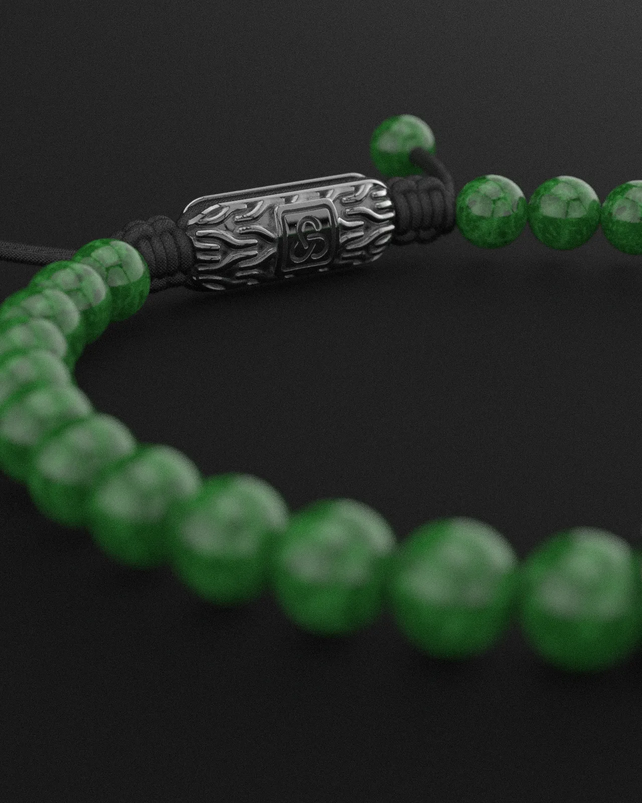 Emerald Jade Bracelet 6mm | Snake