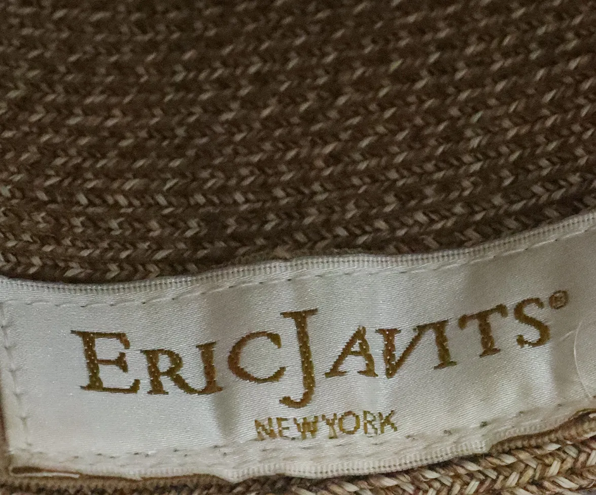 Eric Javits Tan Raffia Hat w/ Snakeskin Trim