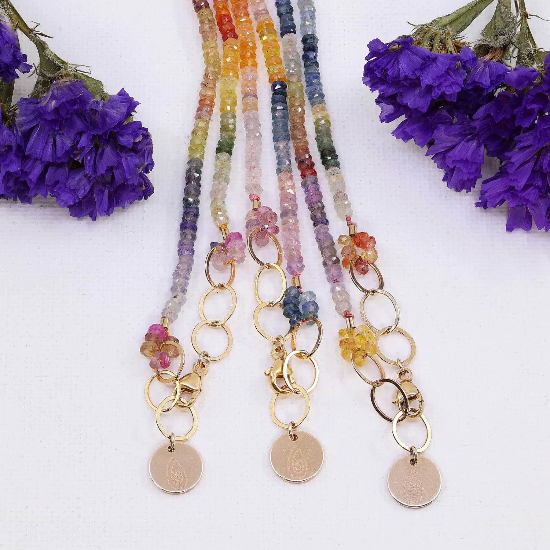 Festival of Colors - Multi-Color Sapphire Gold Necklace