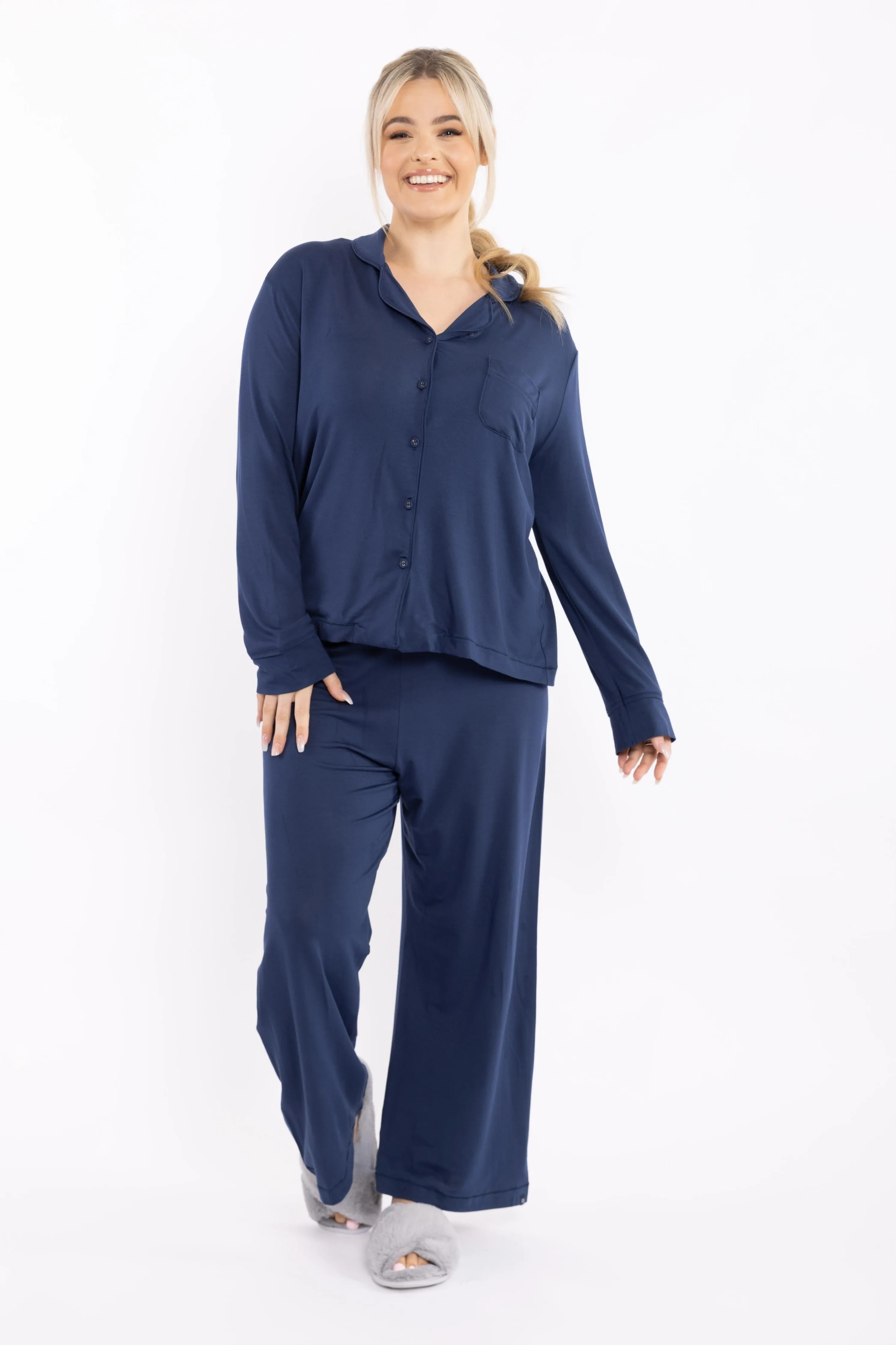 FINAL SALE Long Sleeve PJ Top in Navy