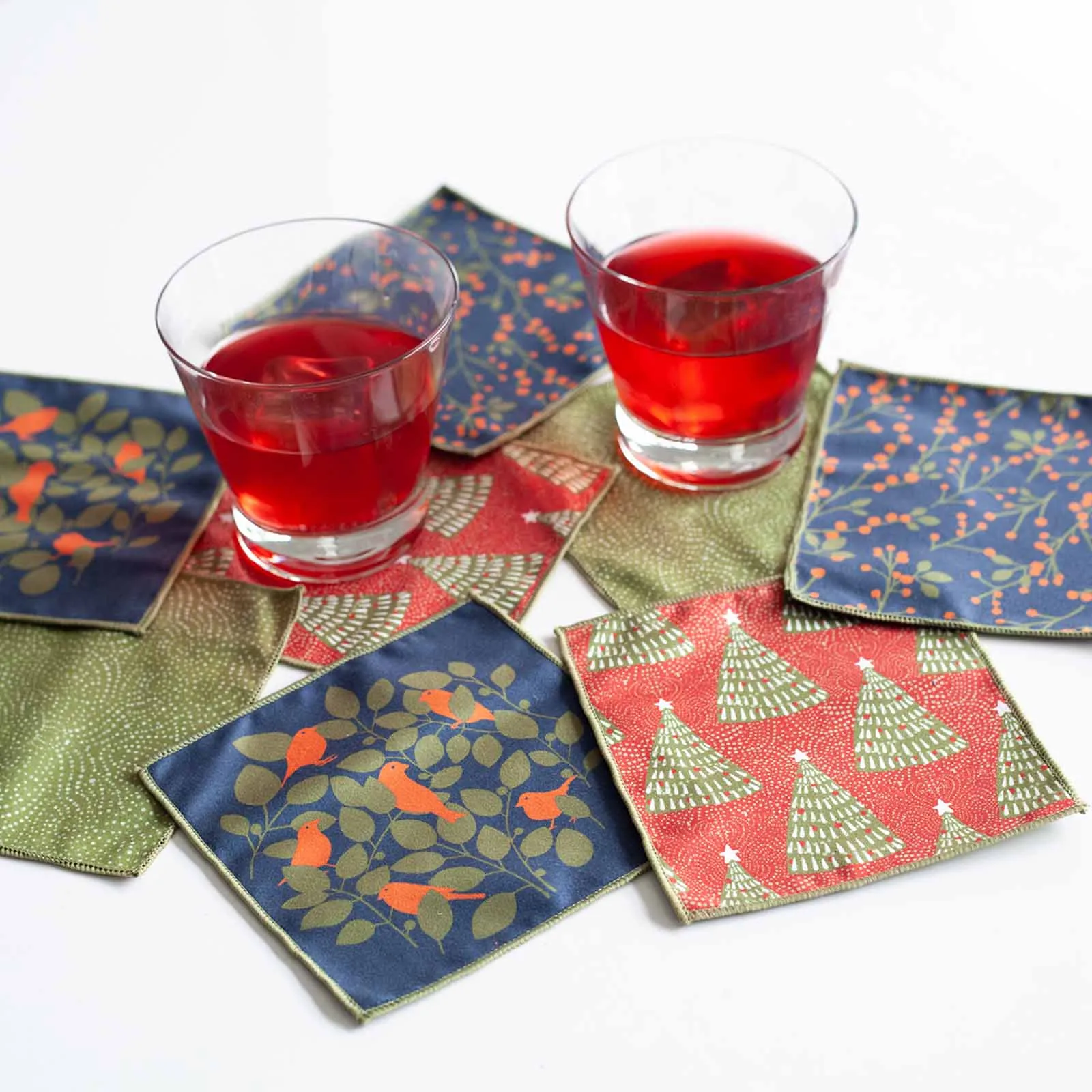 Finches blu Kitchen Reusable Cocktail Napkins (Set of 8)