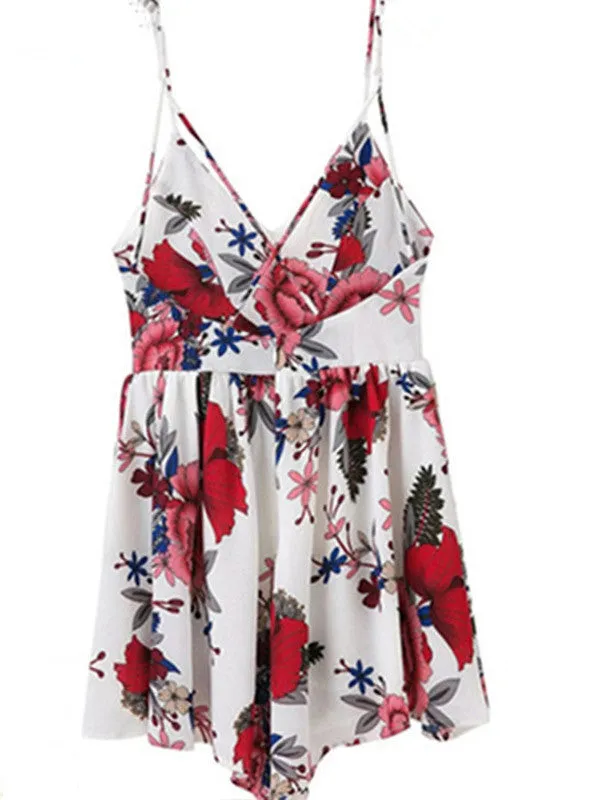 Floral Chiffon Spaghetti Strap Romper