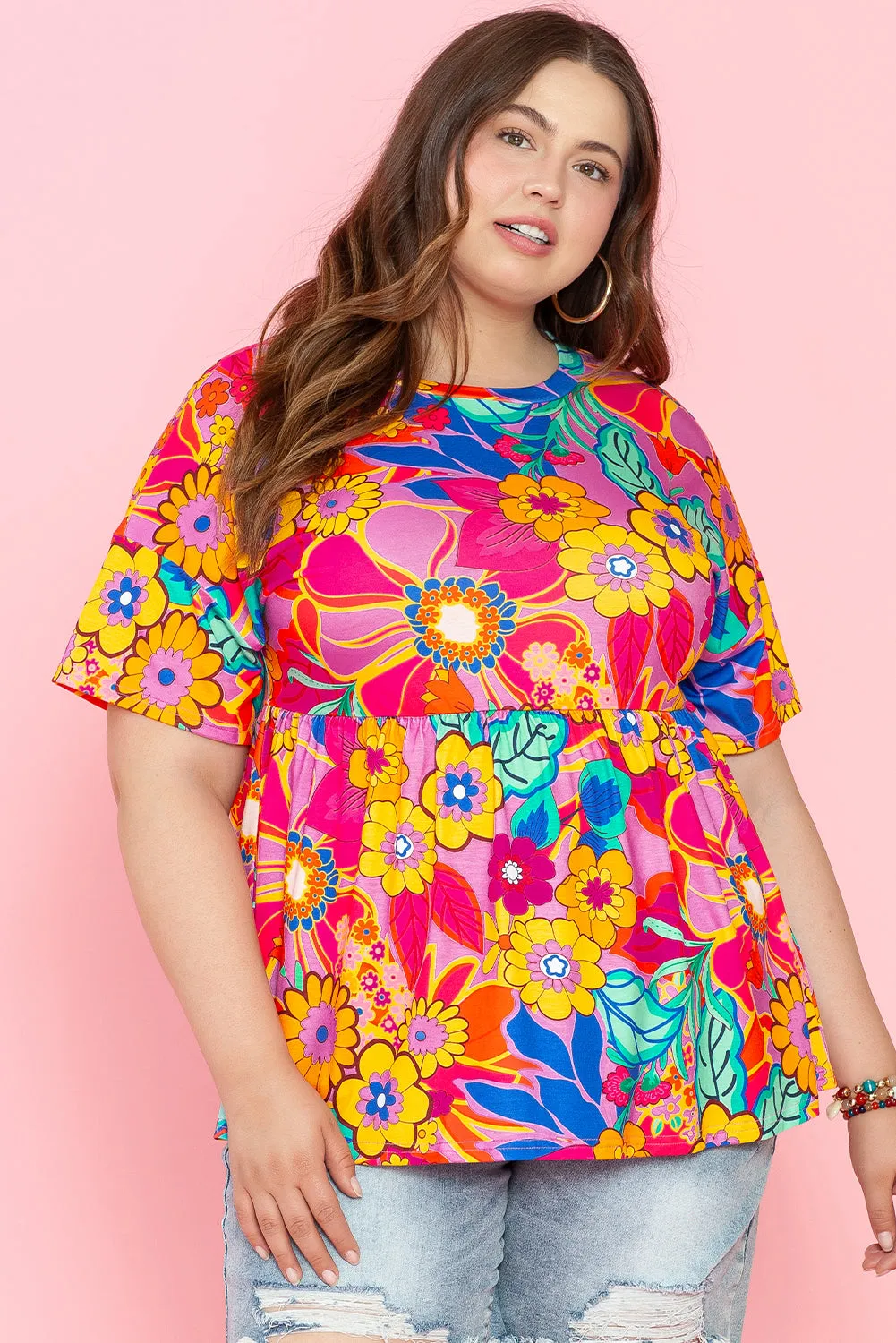 Floral Plus Size Babydoll Blouse