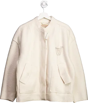 Free People Cream Ivory Boucle Pearl Detali Jacket UK S