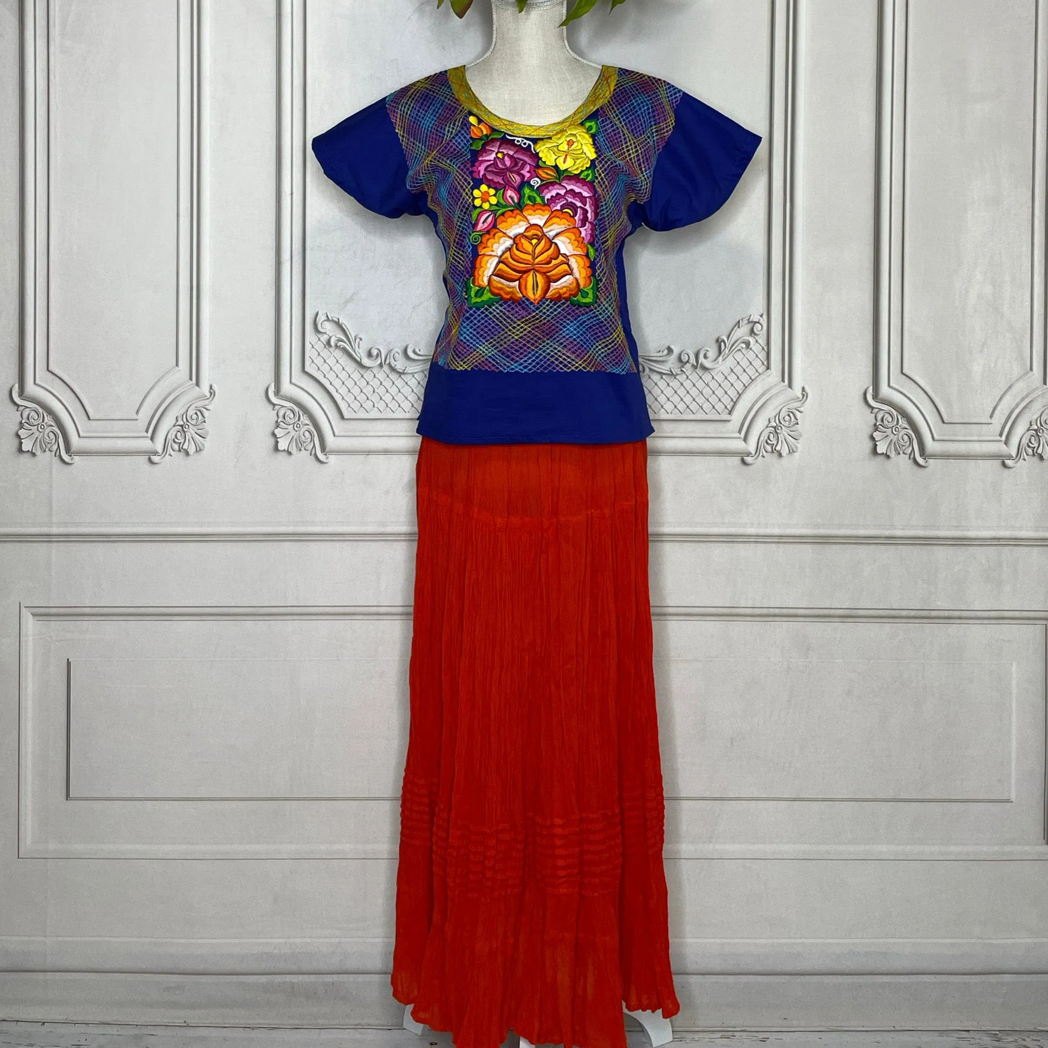 Frida Kahlo Huipil Blouse Stretch Flower