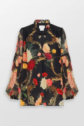 Frill Collared Floral Blouse