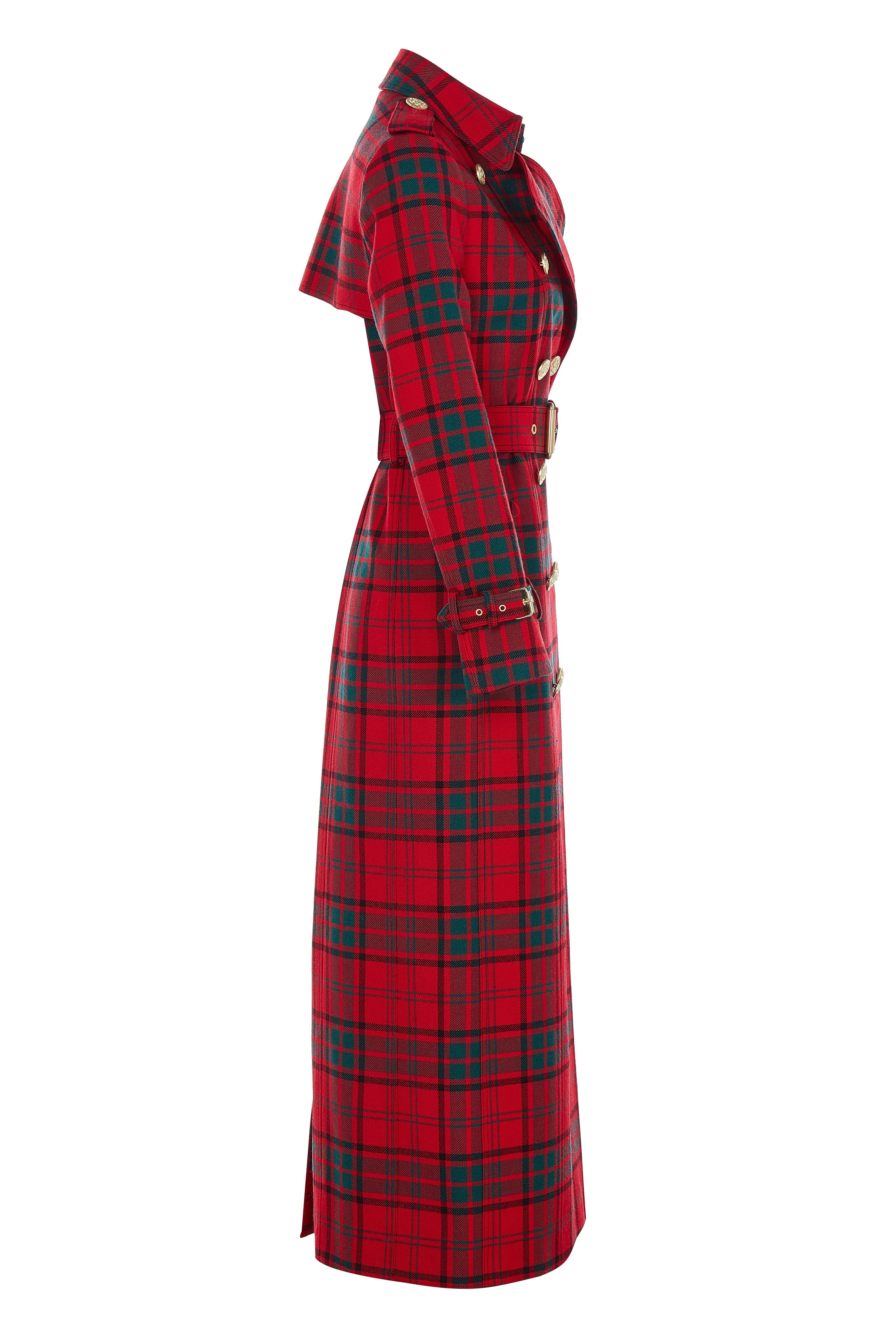 Full Length Marlborough Trench Coat (Red Tartan)