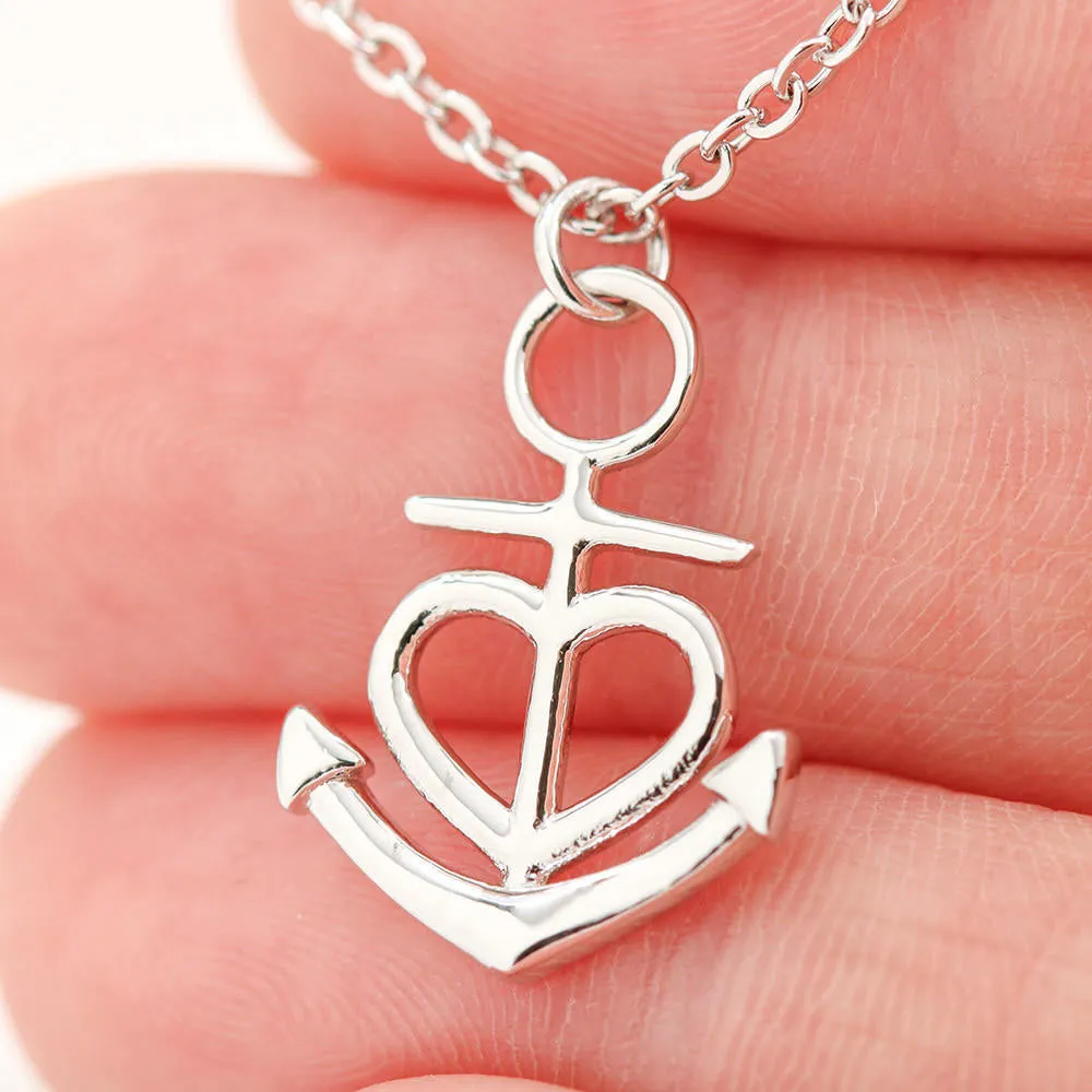 Gifts For Mom Anchor Heart Necklace With Son To Mom Adorable "I Love You" Message Card