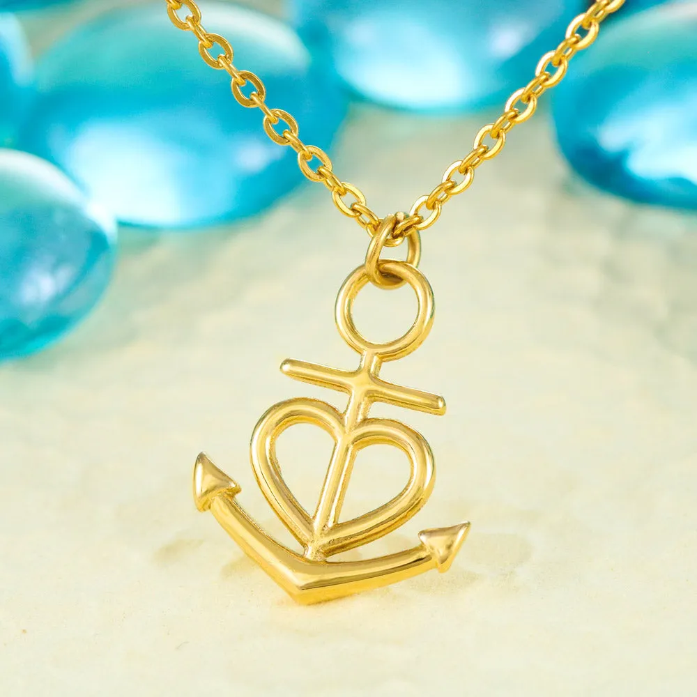 Gifts For Mom Anchor Heart Necklace With Son To Mom Adorable "I Love You" Message Card