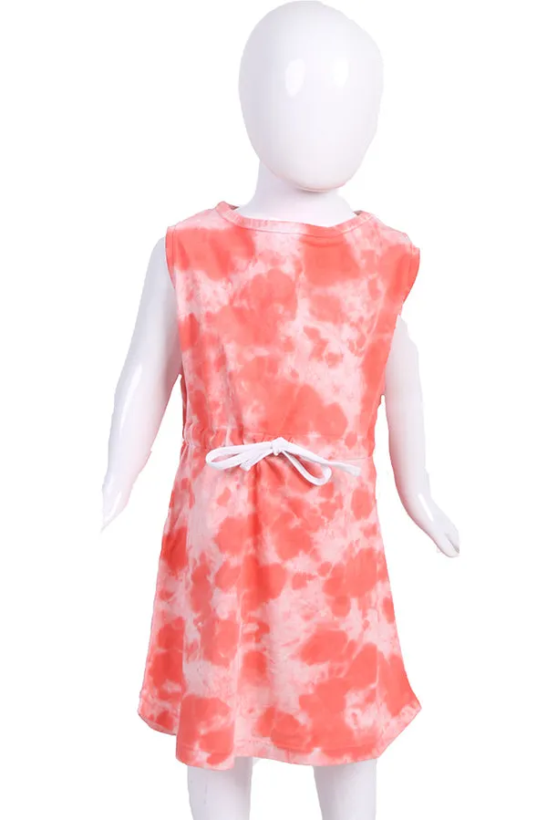 Girls Coral Tie Dye Dress