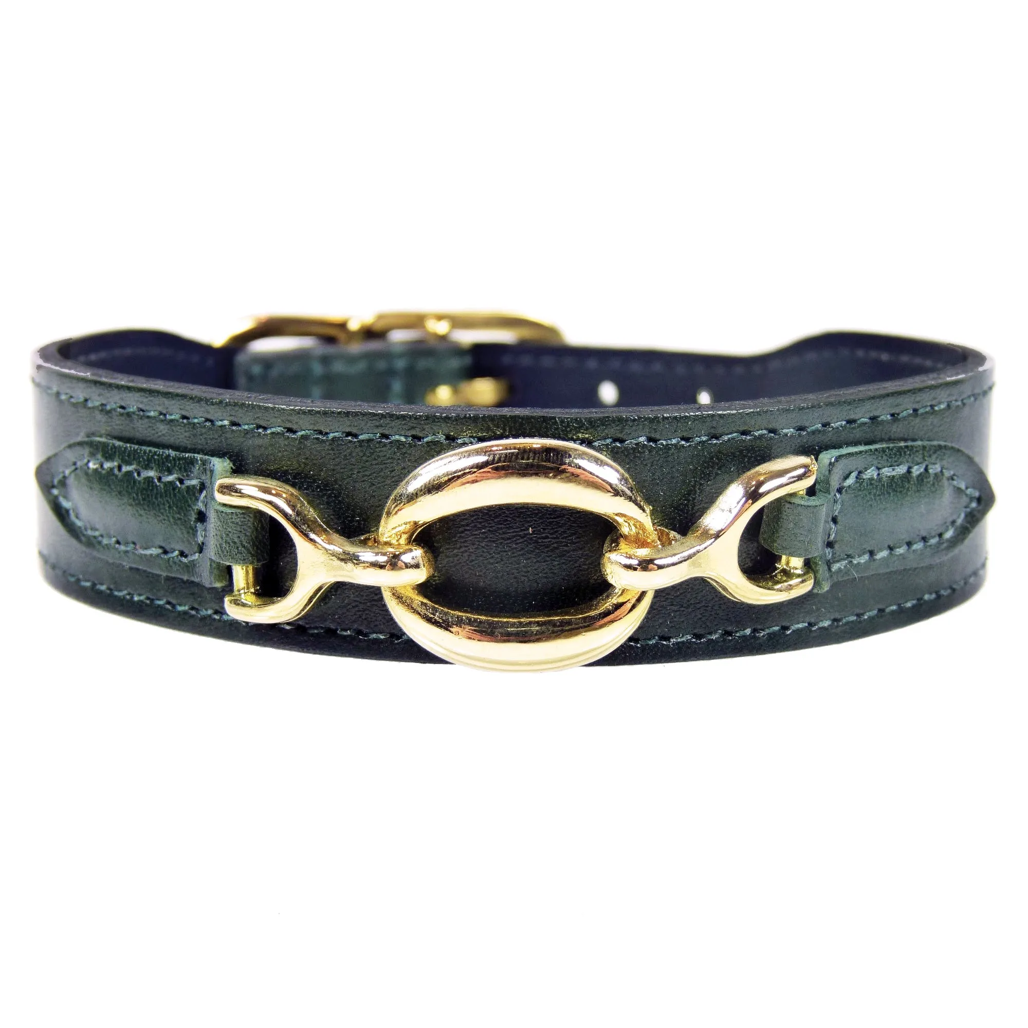 Hartman Dog Collar in Ivy Green & Gold